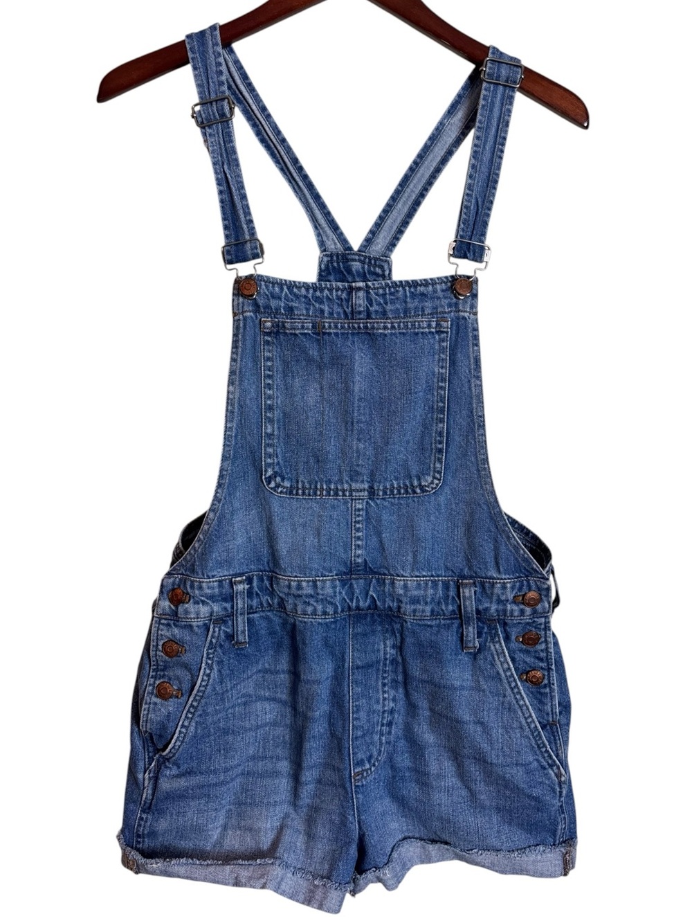 Madewell Blue Jean Overalls Shortalls Large Casual Summer 90's Butter Mom Cotton